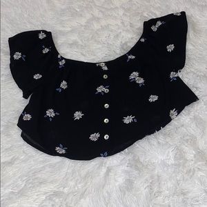 Black off the shoulder crop top
